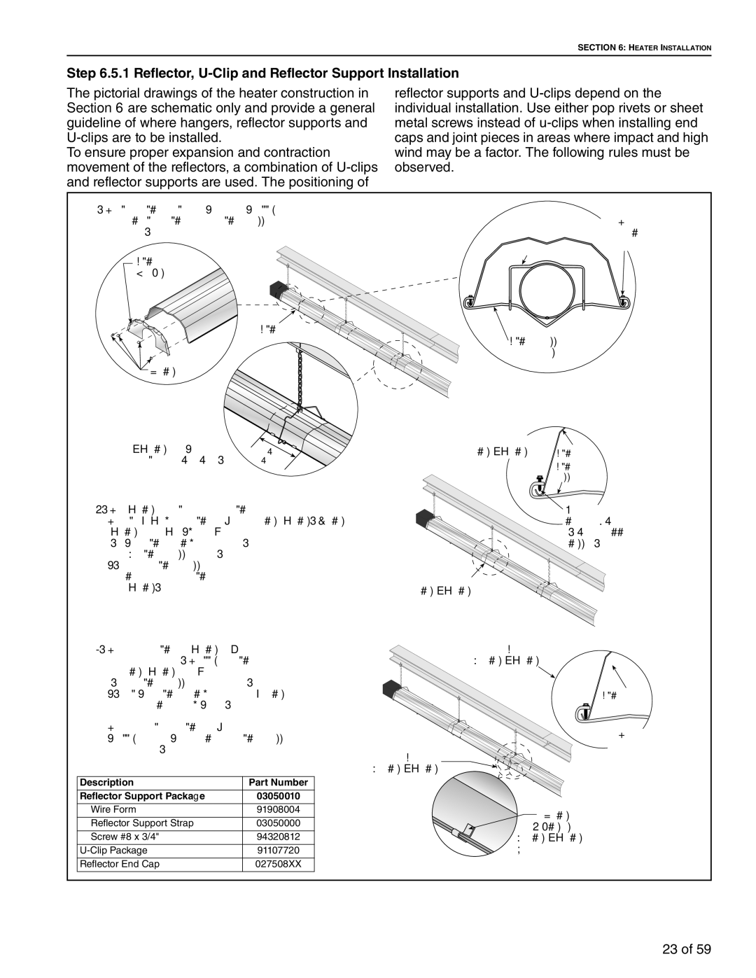 Roberts Gorden BH-125, BH-60, BH-40, BH-150, BH-175, BH-115, BH-100, BH-140 Reflector, U-Clip and Reflector Support Installation 