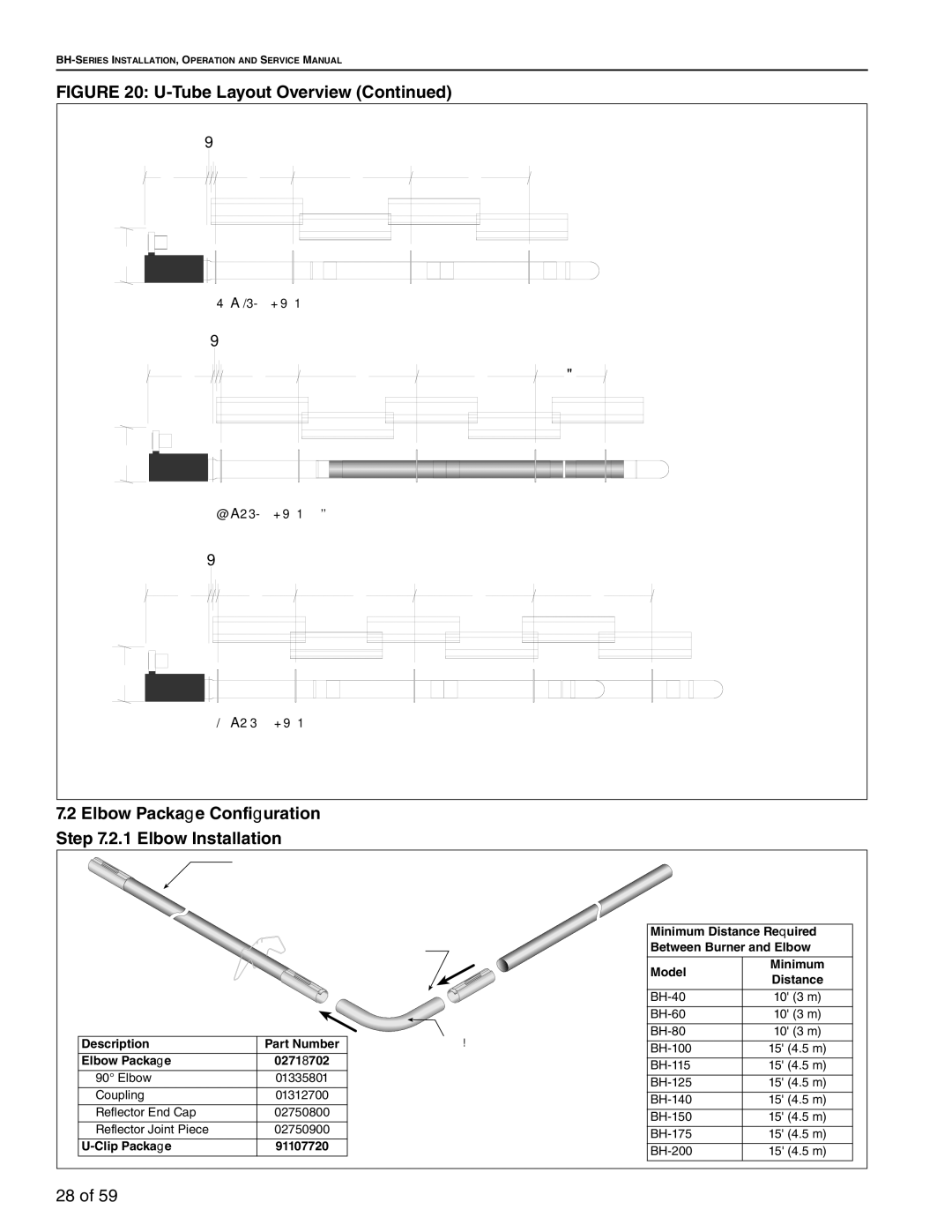 Roberts Gorden BH-115, BH-60, BH-40, BH-150, BH-175 Tube Layout Overview, Elbow Package Configuration .2.1 Elbow Installation 