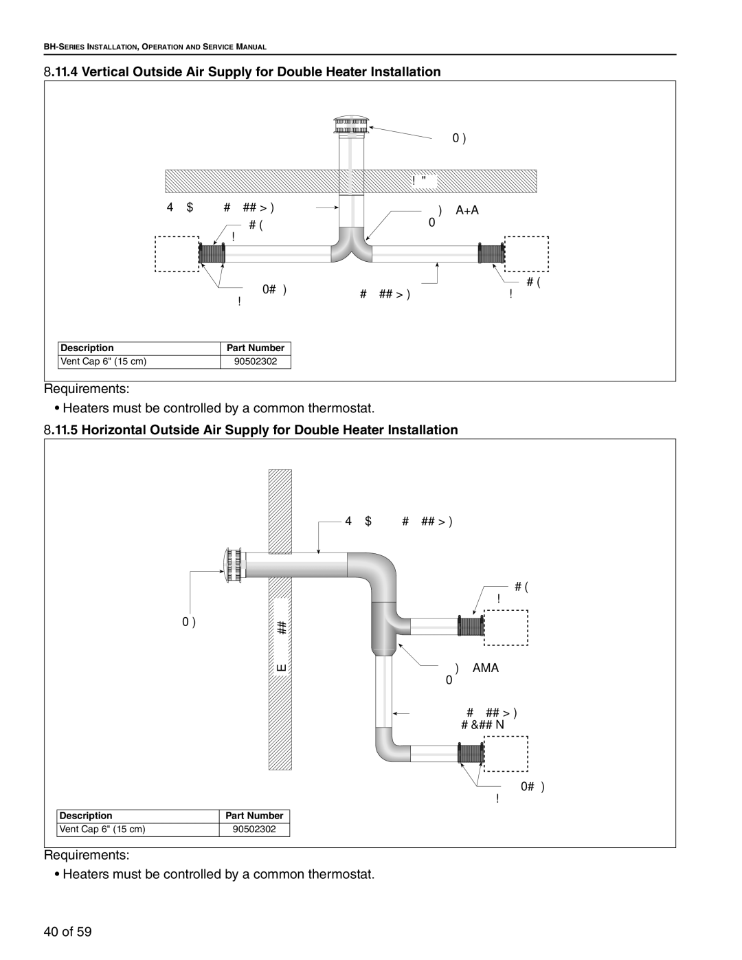 Roberts Gorden BH-140, BH-60, BH-40, BH-150, BH-175, BH-115, BH-100 Vertical Outside Air Supply for Double Heater Installation 