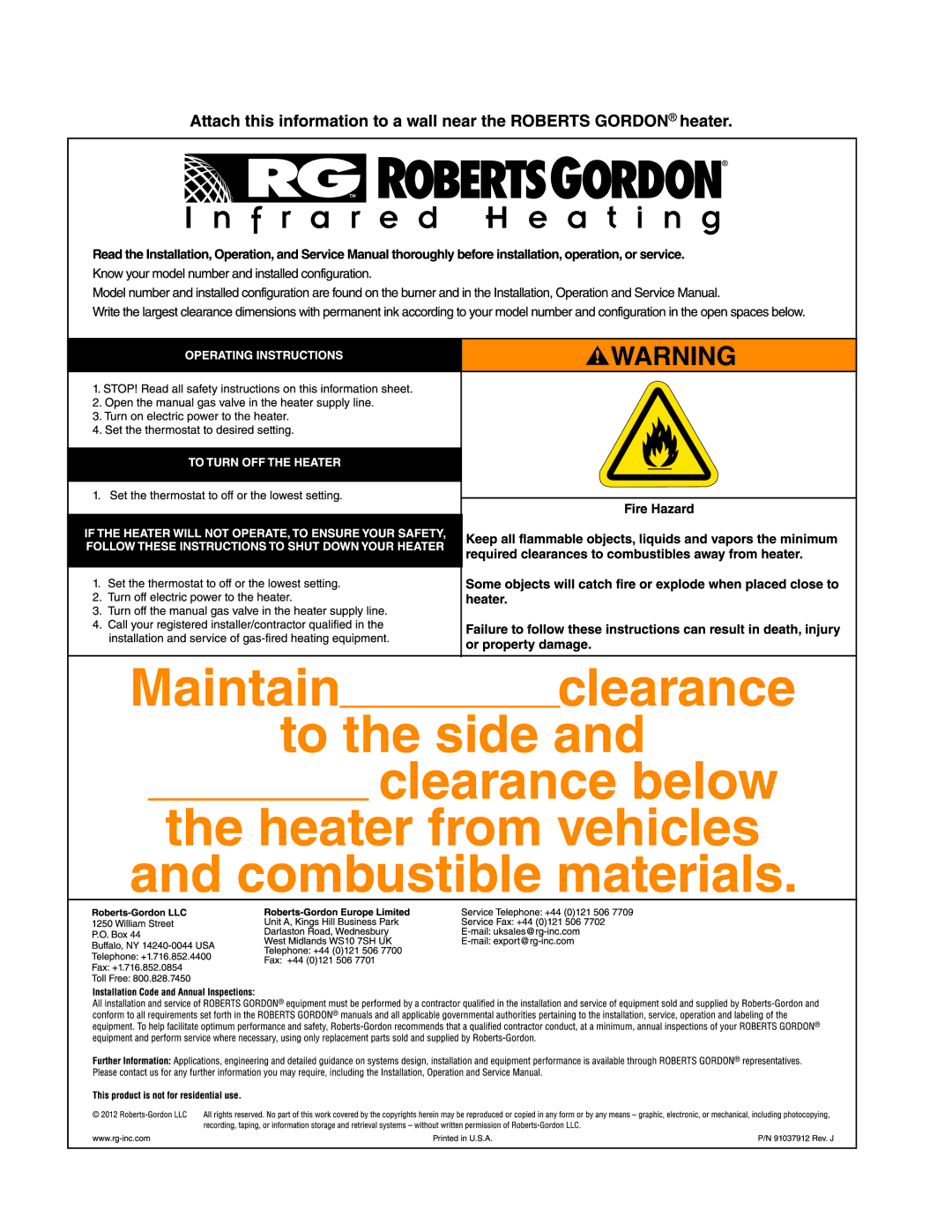 Roberts Gorden BH-60, BH-40, BH-150, BH-175, BH-115, BH-100, BH-140, BH-200, BH-80, BH-125 service manual 