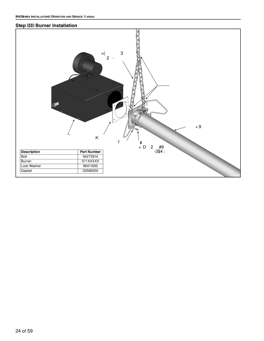 Roberts Gorden BH-60, BH-40, BH-150, BH-175, BH-115, BH-100, BH-140, BH-200, BH-80, BH-125 service manual Burner Installation 