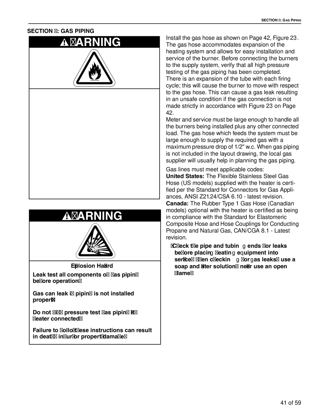 Roberts Gorden BH-200, BH-60, BH-40, BH-150, BH-175, BH-115, BH-100, BH-140, BH-80, BH-125 service manual GAS Piping 