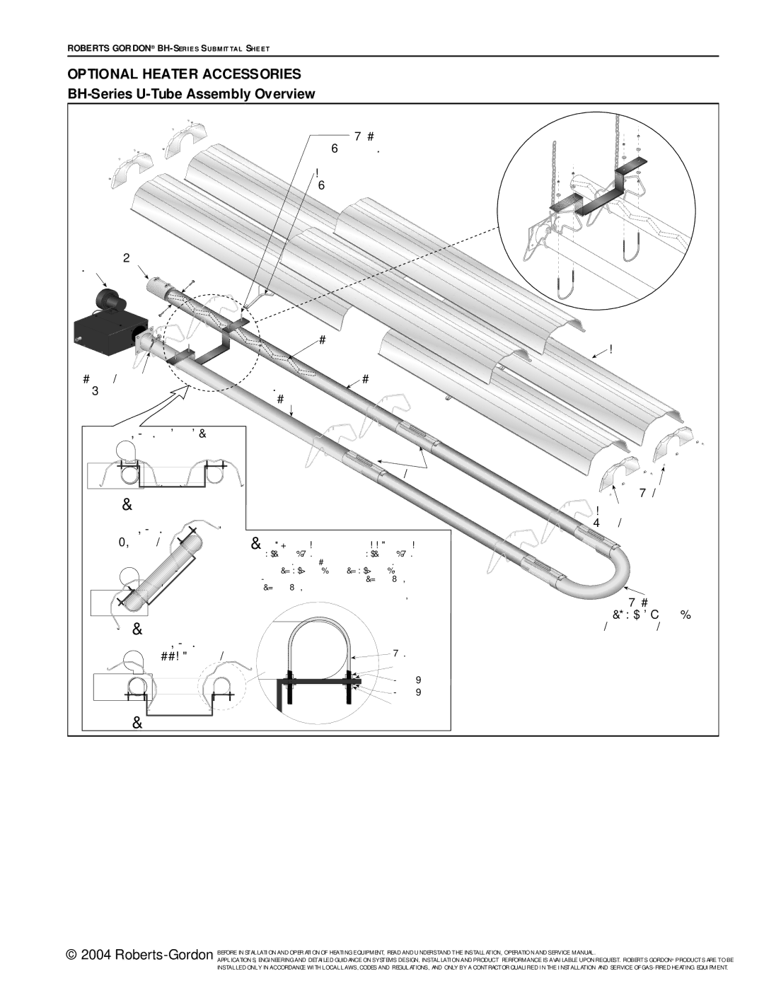 Roberts Gorden BH Series Optional Heater Accessories, BH-Series U-Tube Assembly Overview, Tube, Standard, Tube, Full 