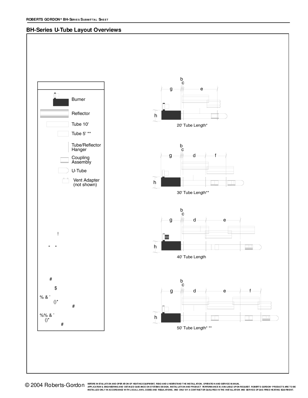 Roberts Gorden BH Series service manual BH-Series U-Tube Layout Overviews 