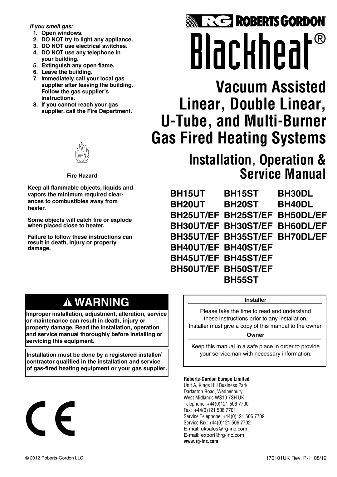 Roberts Gorden BH40DL, BH35UT/EF, BH30UT/EF, BH35ST/EF, BH60DL/EF, BH25UT/EF, BH15ST BH20ST, BH40ST/EF, BH50DL/EF, BH30ST/EF, BH15UT 