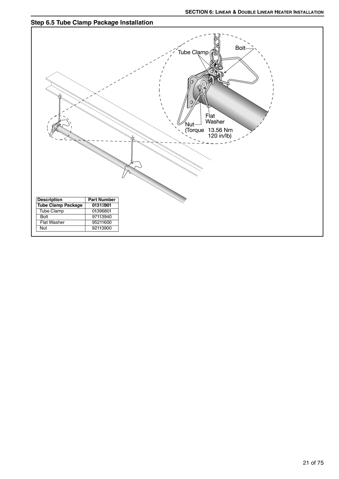 Roberts Gorden BH40ST/EF, BH35UT/EF, BH30UT/EF, BH40DL, BH35ST/EF, BH60DL/EF, BH25UT/EF, BH15UT Tube Clamp Package Installation 