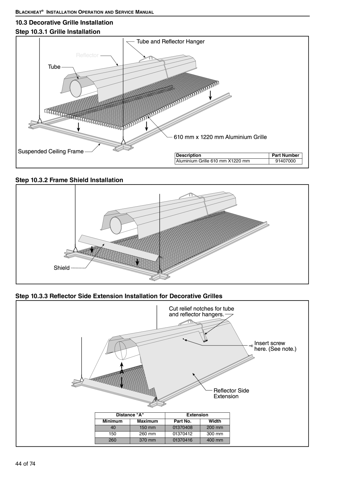 Roberts Gorden BH25ST/EF, BH35UT/EF Decorative Grille Installation .3.1 Grille Installation, Frame Shield Installation 