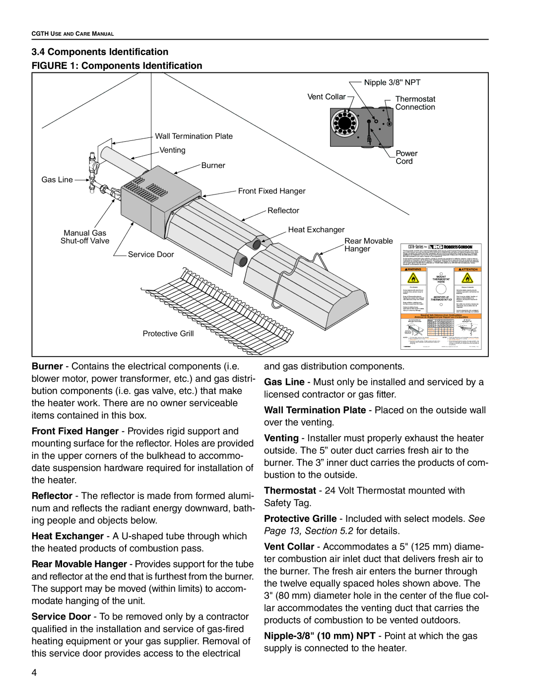 Roberts Gorden CGTH-50, CGTH-30, CGTH-40 Components Identification Components Identification, Service Door Hanger 