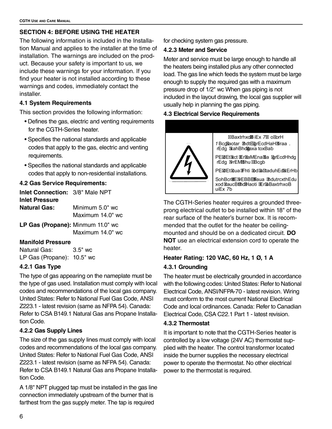 Roberts Gorden CGTH-30, CGTH-50, CGTH-40 service manual Before Using the Heater 