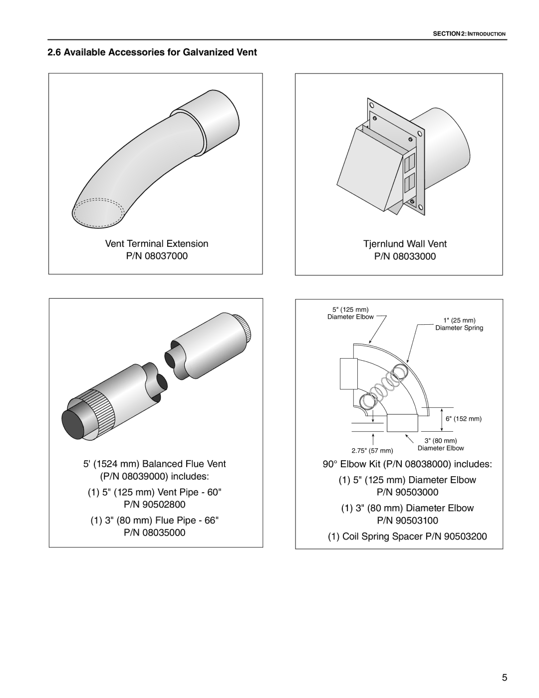 Roberts Gorden CGTH-40, CGTH-30, CGTH-50 service manual Available Accessories for Galvanized Vent 