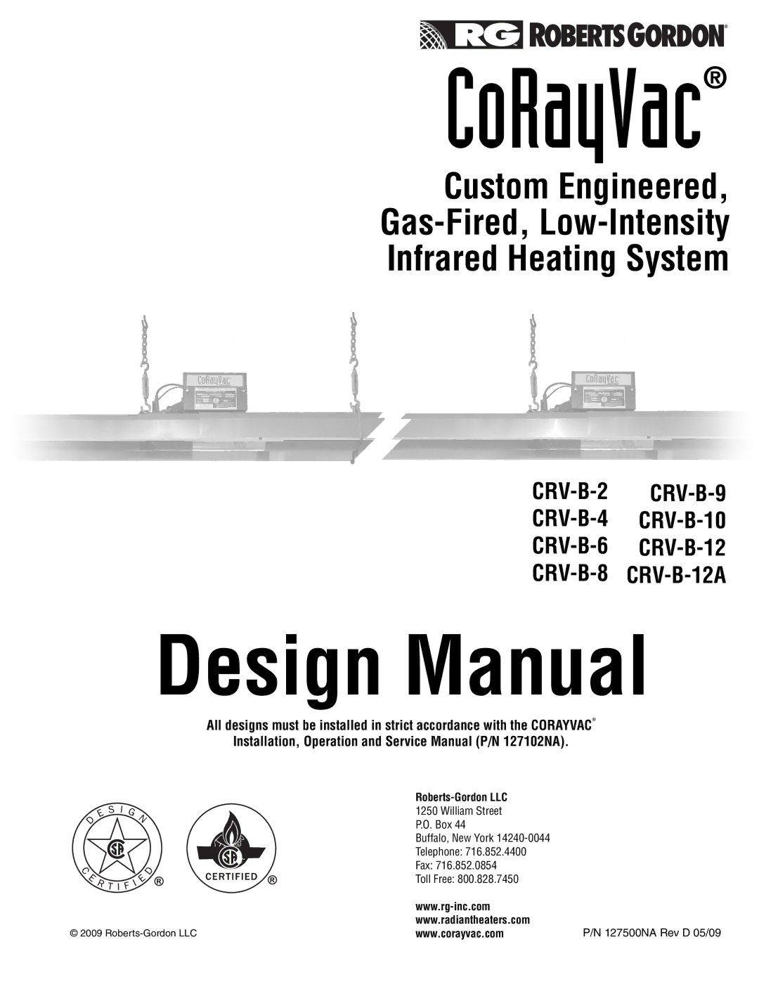 Roberts Gorden CRV-B-6, CRV-B-8, CRV-B-2, CRV-B-4 service manual Design Manual 