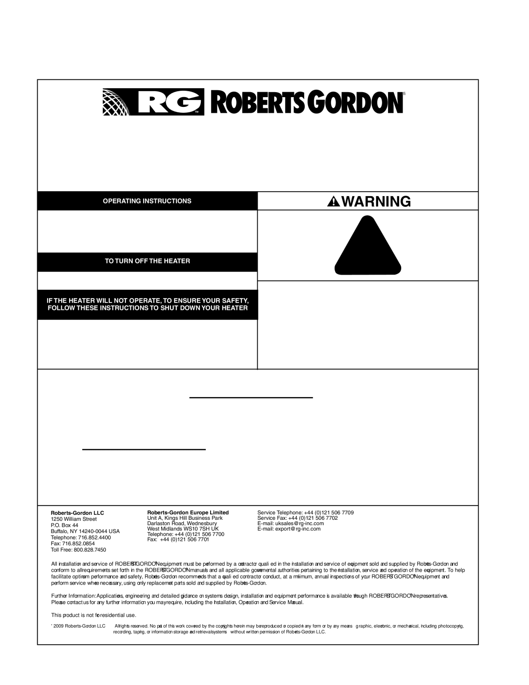 Roberts Gorden CRV-B-8, CRV-B-6, CRV-B-2, CRV-B-4 service manual Maintain Clearance Side Clearance below 