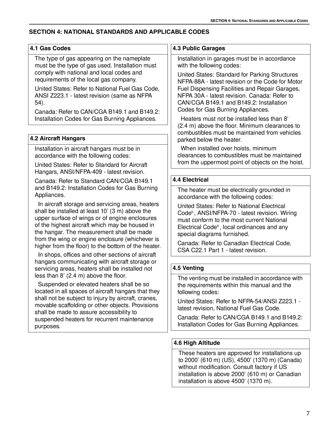 Roberts Gorden CRV-B-2, CRV-B-8, CRV-B-9, CRV-B-12A, CRV-B-6, CRV-B-10, CRV-B-4 National Standards and Applicable Codes 