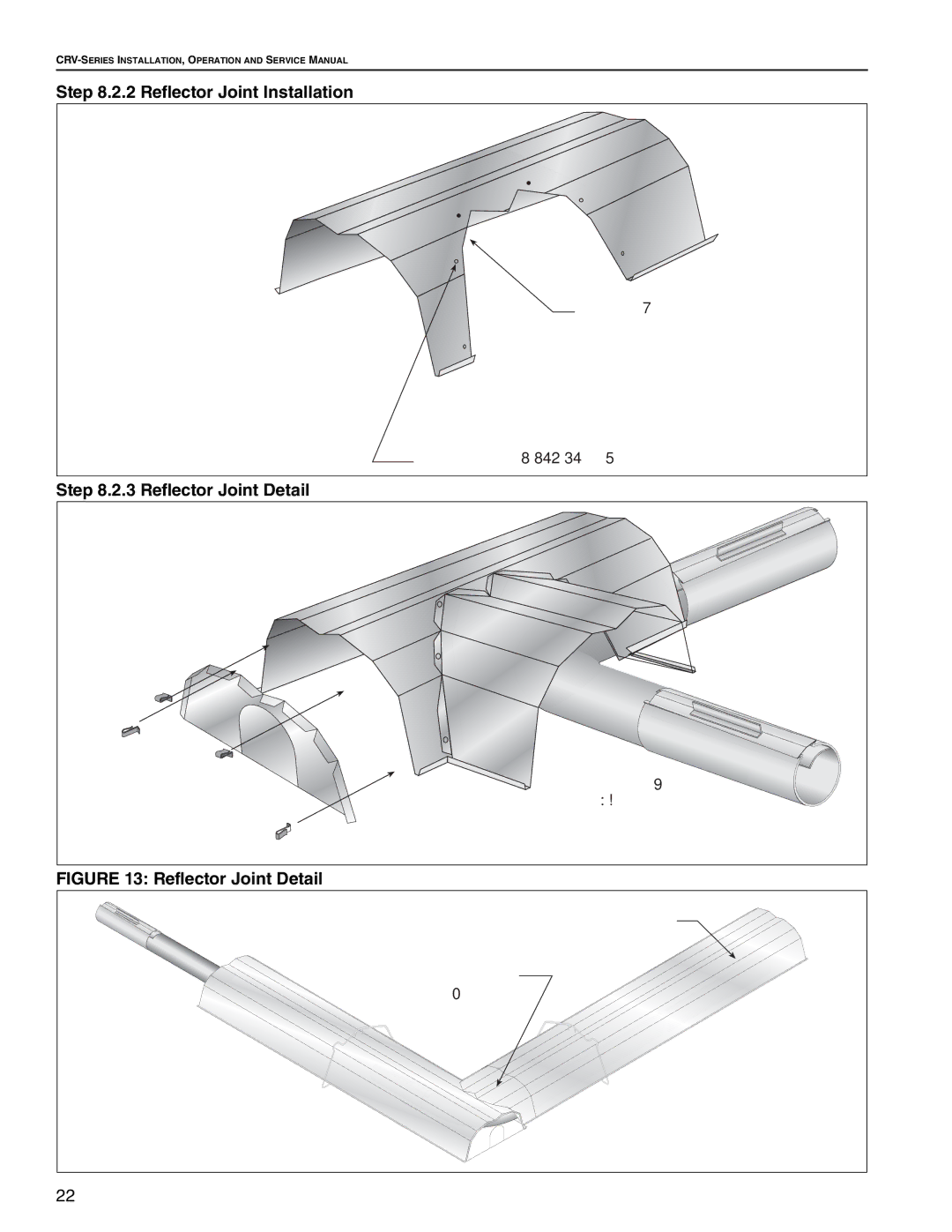 Roberts Gorden CRV-B-10, CRV-B-8, CRV-B-9, CRV-B-12A, CRV-B-6, CRV-B-2 Reflector Joint Installation, Reflector Joint Detail 