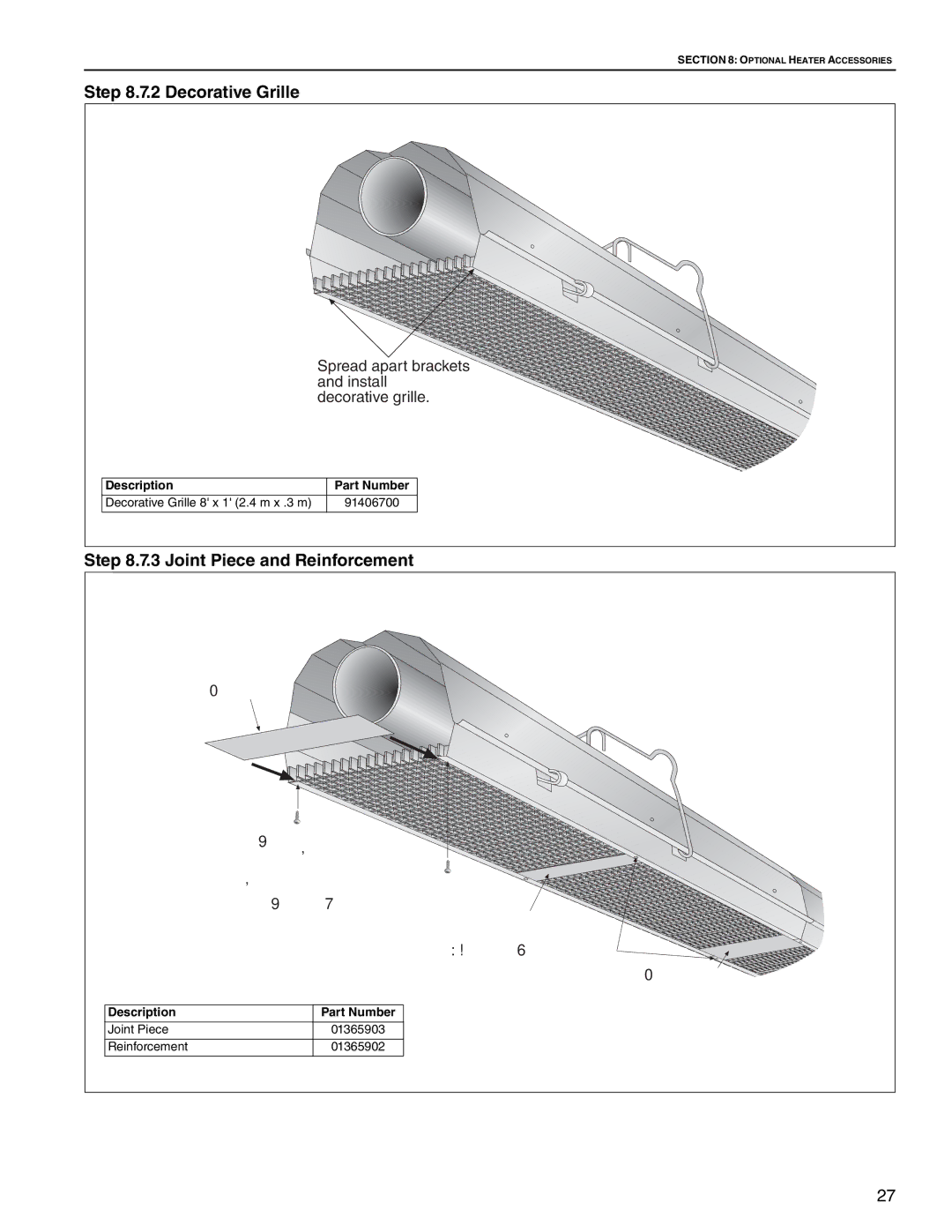 Roberts Gorden CRV-B-9, CRV-B-8, CRV-B-12A, CRV-B-6, CRV-B-10, CRV-B-2 Decorative Grille, Joint Piece and Reinforcement 