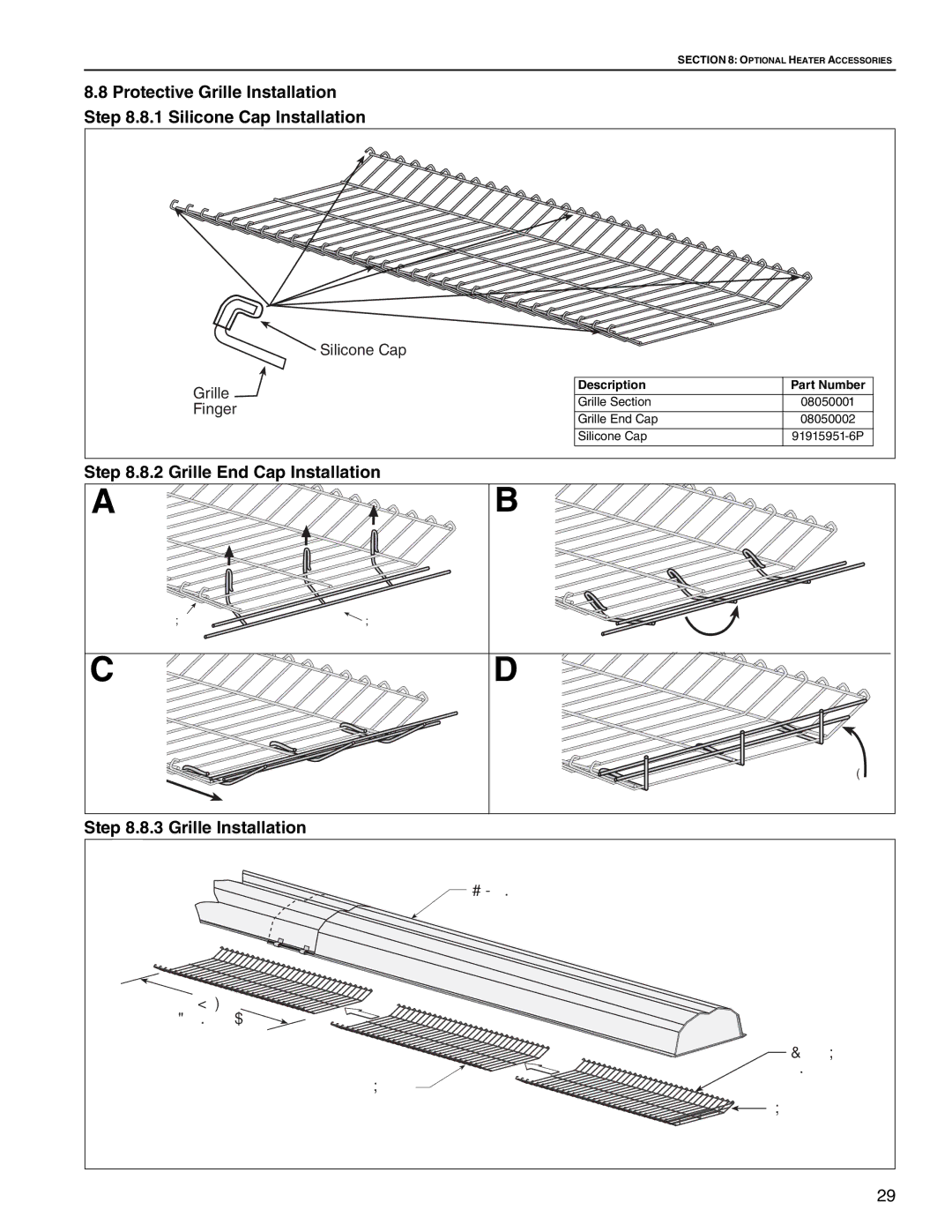 Roberts Gorden CRV-B-6, CRV-B-8 Protective Grille Installation 1 Silicone Cap Installation, Grille End Cap Installation 