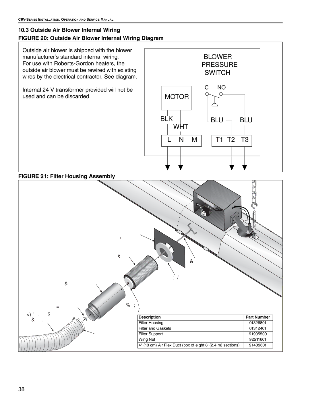 Roberts Gorden CRV-B-10, CRV-B-8, CRV-B-9, CRV-B-12A, CRV-B-6, CRV-B-2, CRV-B-4 Outside Air Blower Internal Wiring Diagram 