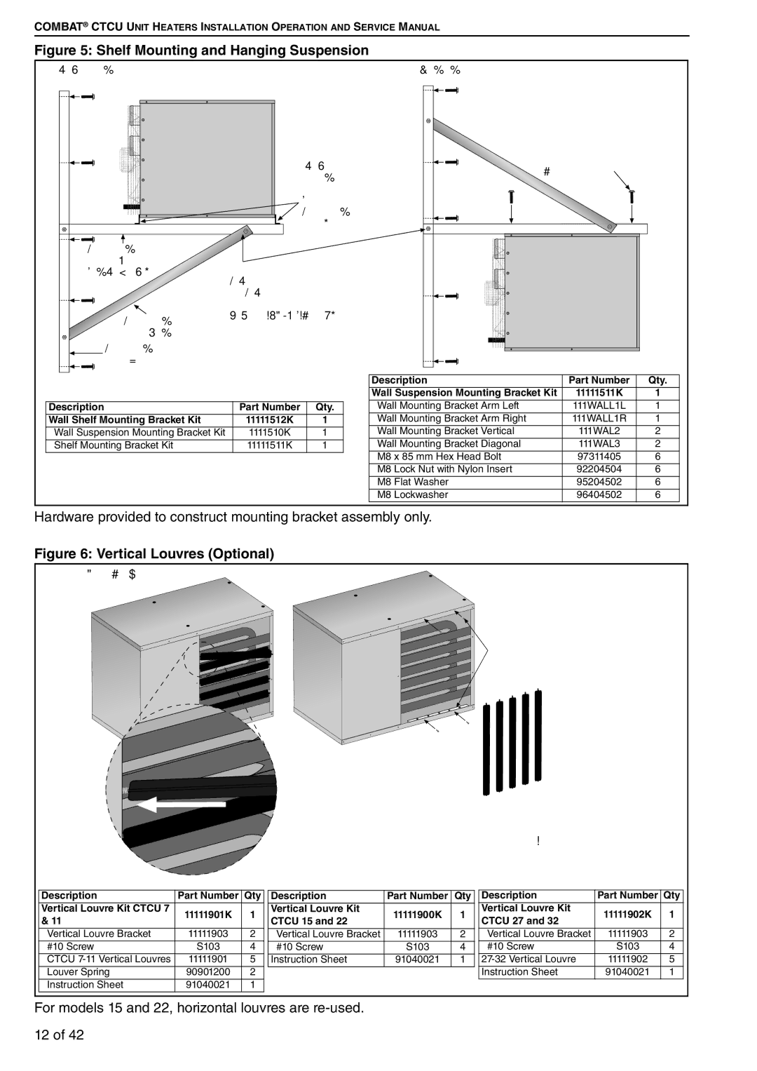 Roberts Gorden CTCU 27, CTCU 15, CTCU 11, CTCU 22, CTCU 7, CTCU 32 service manual Shelf Mounting and Hanging Suspension 