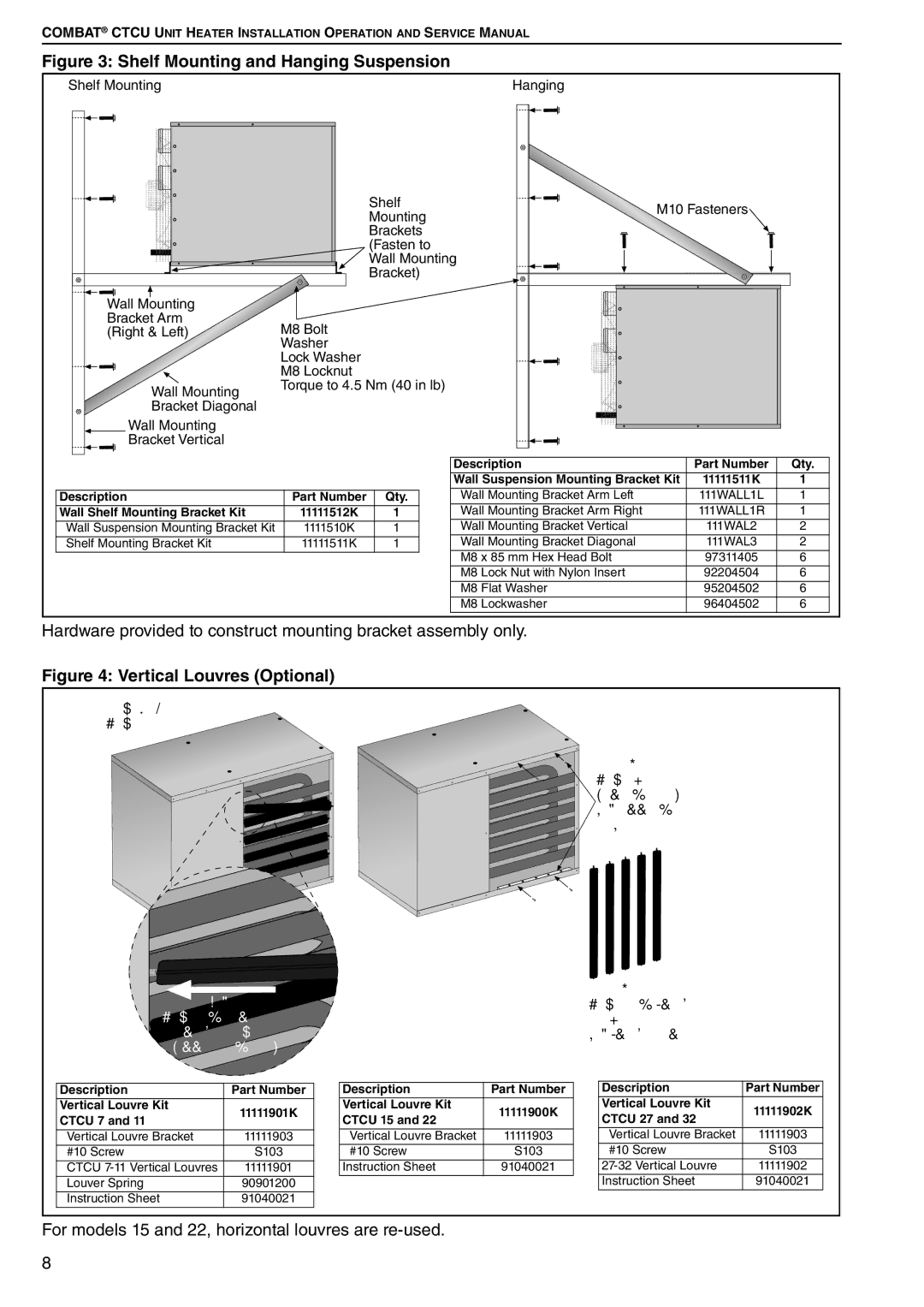 Roberts Gorden CTCU 15, CTCU 27, CTCU 11, CTCU 22, CTCU 7 service manual Shelf Mounting and Hanging Suspension 