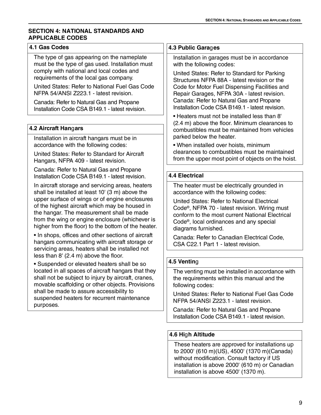 Roberts Gorden CTH2-150, CTH2-125, CTH2-80, CTH2-100, CTH2-175, CTH2-40 CTH2-60 National Standards and Applicable Codes 