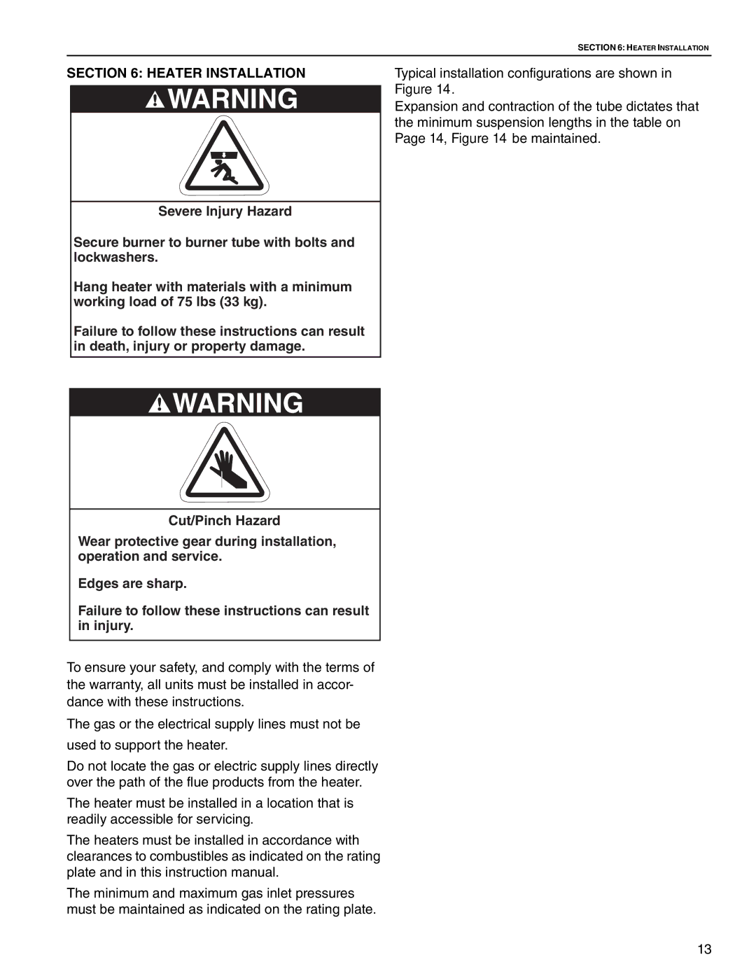 Roberts Gorden CTH2-80, CTH2-125, CTH2-100, CTH2-150, CTH2-175, CTH2-40 CTH2-60 service manual Heater Installation 