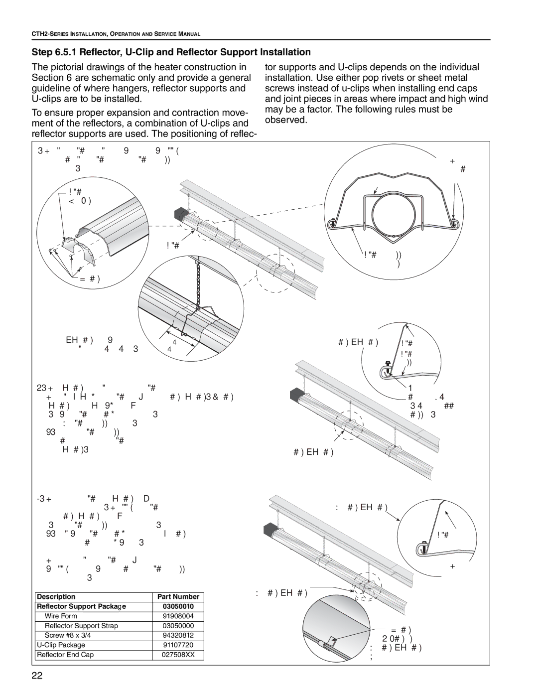 Roberts Gorden CTH2-175, CTH2-125, CTH2-80, CTH2-100, CTH2-150 Reflector, U-Clip and Reflector Support Installation 