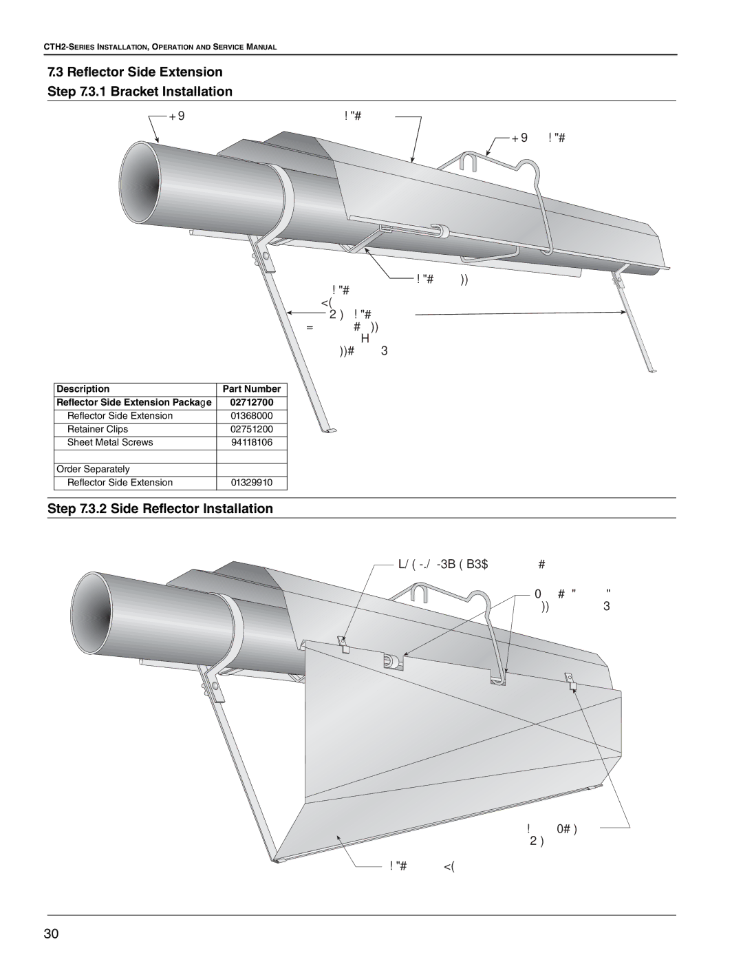 Roberts Gorden CTH2-125, CTH2-80, CTH2-100 Reflector Side Extension .3.1 Bracket Installation, Side Reflector Installation 