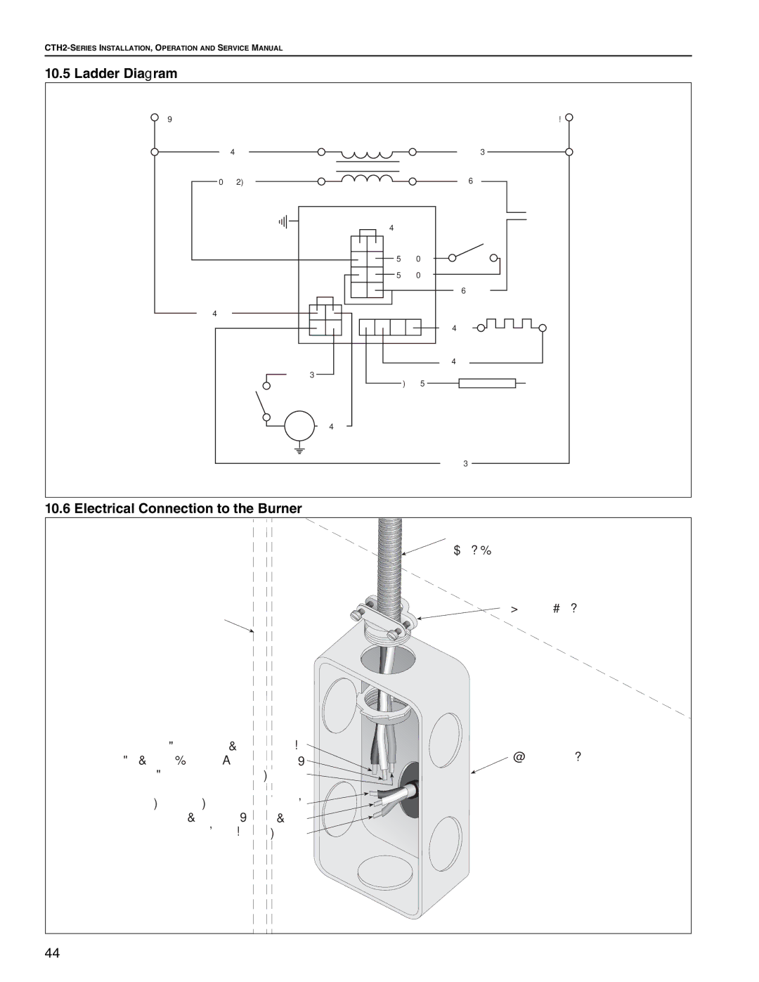 Roberts Gorden CTH2-100, CTH2-125, CTH2-80, CTH2-150, CTH2-175 Ladder Diagram, Electrical Connection to the Burner 