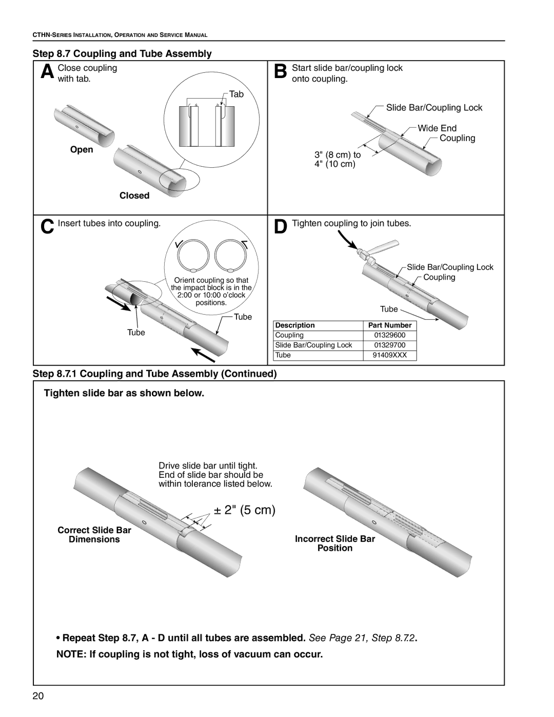 Roberts Gorden CTHN-40, CTHN-200, CTHN-100, CTHN-125, CTHN-80, CTHN-175, CTHN-150 Coupling and Tube Assembly, Correct Slide Bar 