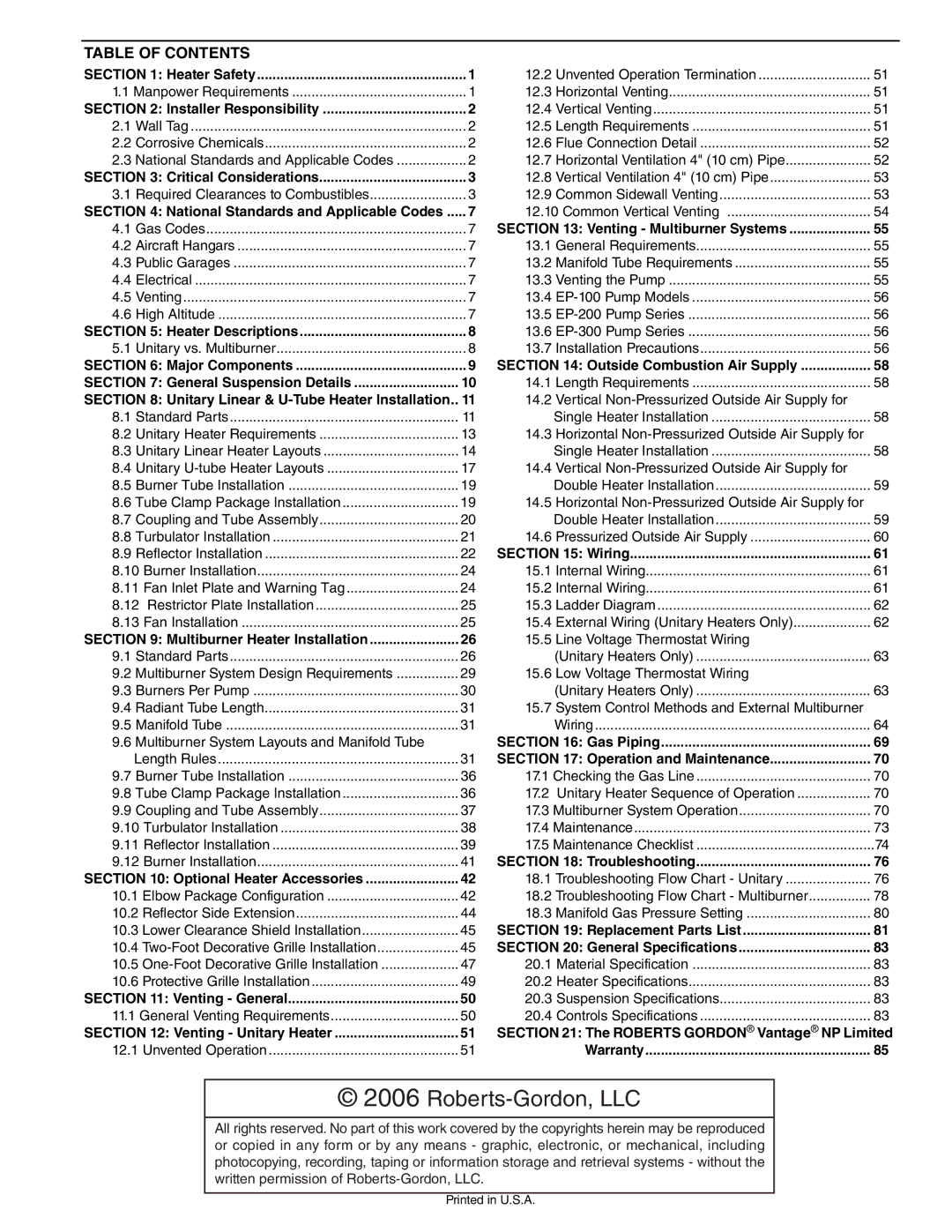 Roberts Gorden CTHN-125, CTHN-200, CTHN-100, CTHN-40, CTHN-80, CTHN-175, CTHN-150, CTHN-60 service manual Roberts-Gordon, LLC 