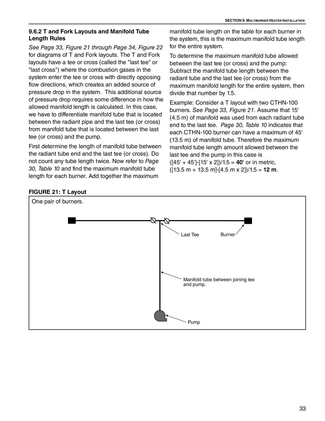 Roberts Gorden CTHN-60, CTHN-200, CTHN-100, CTHN-40, CTHN-125, CTHN-80, CTHN-175 Fork Layouts and Manifold Tube Length Rules 