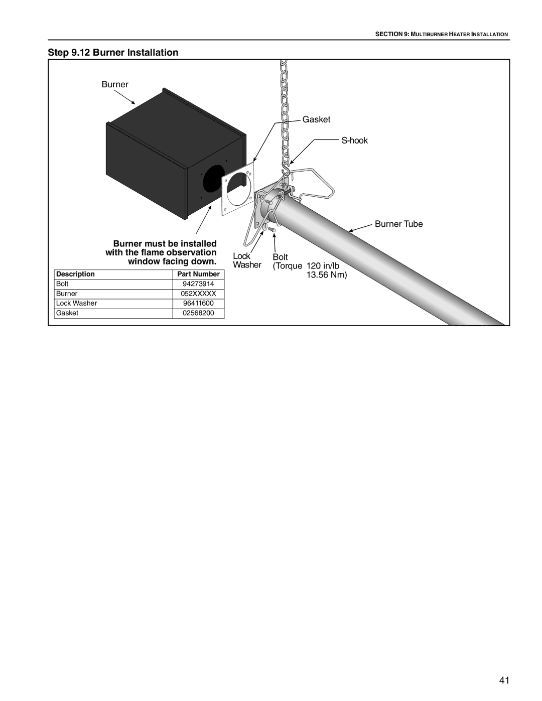 Roberts Gorden CTHN-60, CTHN-200, CTHN-100, CTHN-40, CTHN-125, CTHN-80 Burner Installation, With the flame observation 