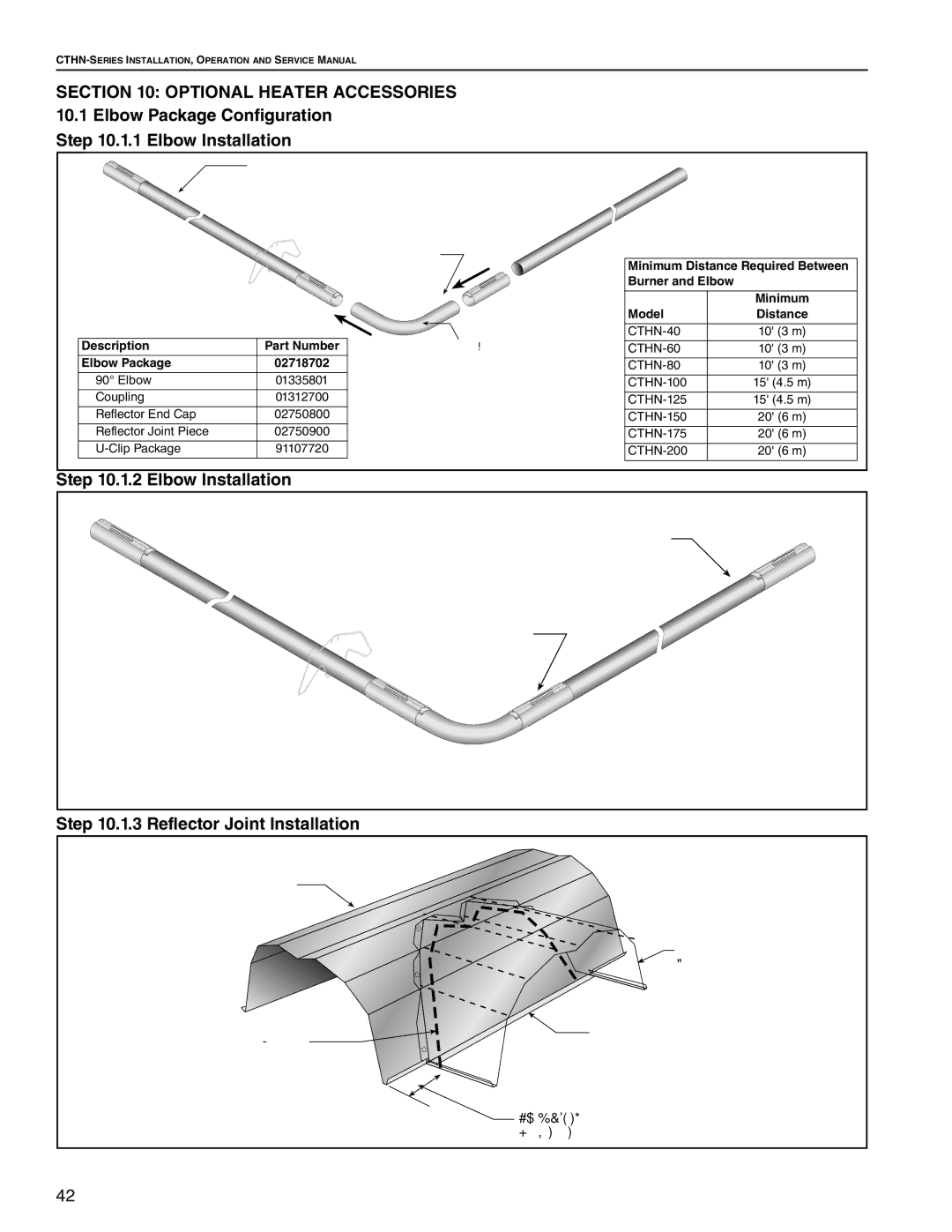 Roberts Gorden CTHN-200, CTHN-100, CTHN-40 Optional Heater Accessories, Elbow Package Configuration .1.1 Elbow Installation 