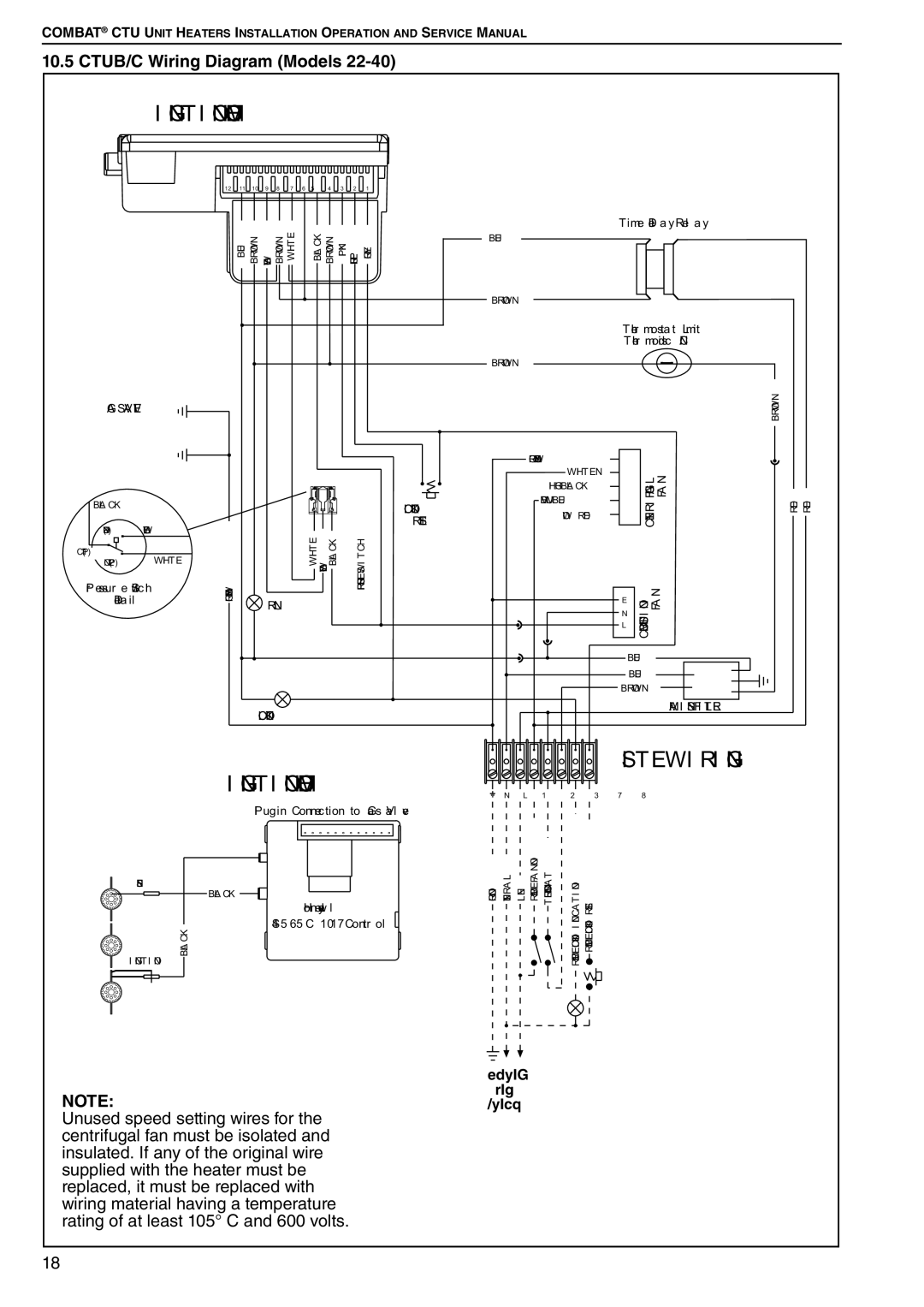 Roberts Gorden CTU 22 TO 115 service manual Site Wiring, CTUB/C Wiring Diagram Models 