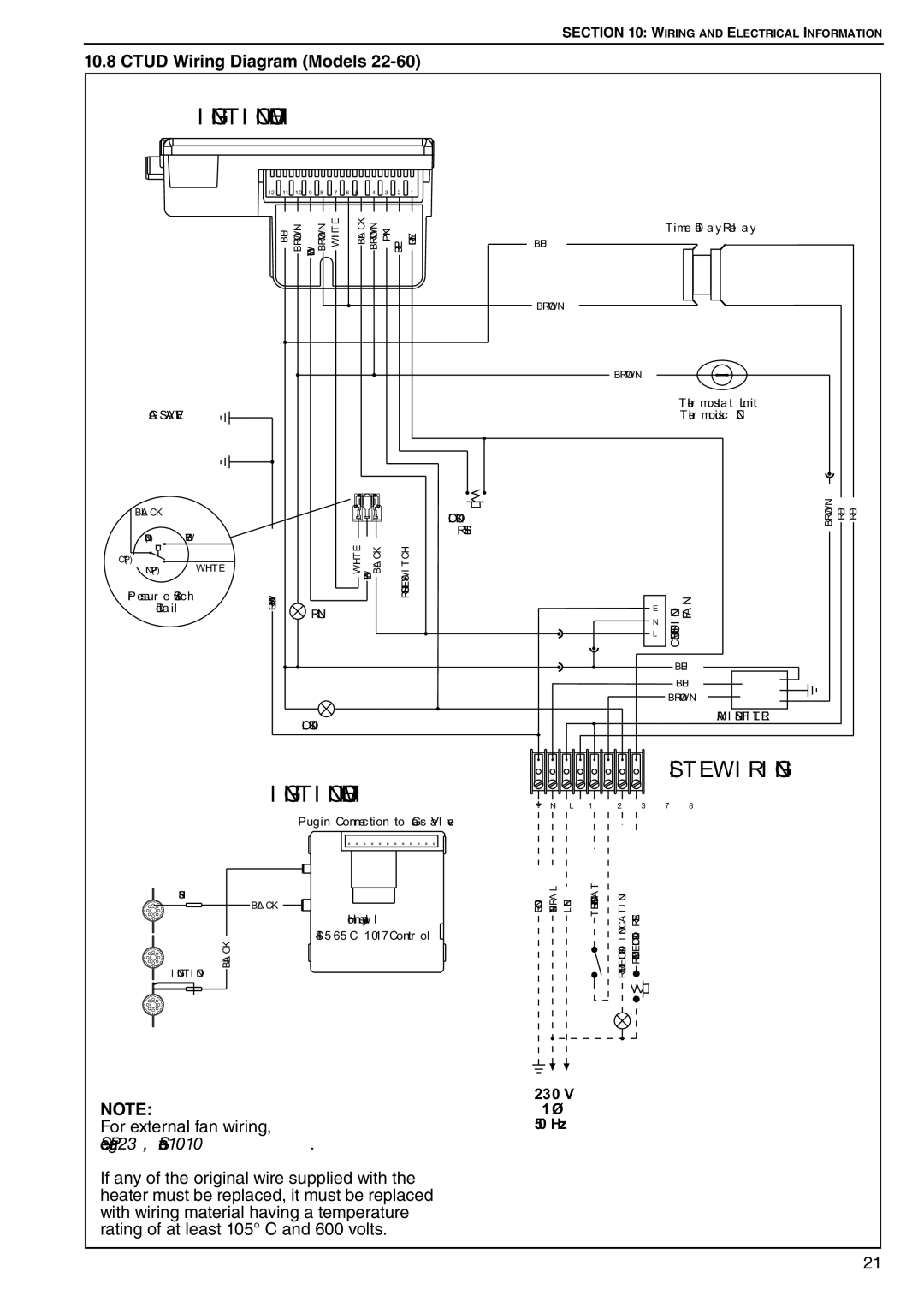 Roberts Gorden CTU 22 TO 115 service manual Ctud Wiring Diagram Models, For external fan wiring 