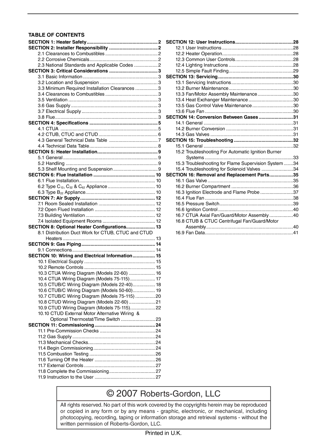 Roberts Gorden CTU 22 TO 115 service manual Roberts-Gordon, LLC 