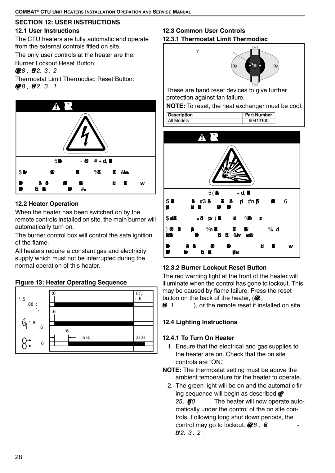 Roberts Gorden CTU 22 TO 115 service manual Heater Operation, Common User Controls Thermostat Limit Thermodisc 