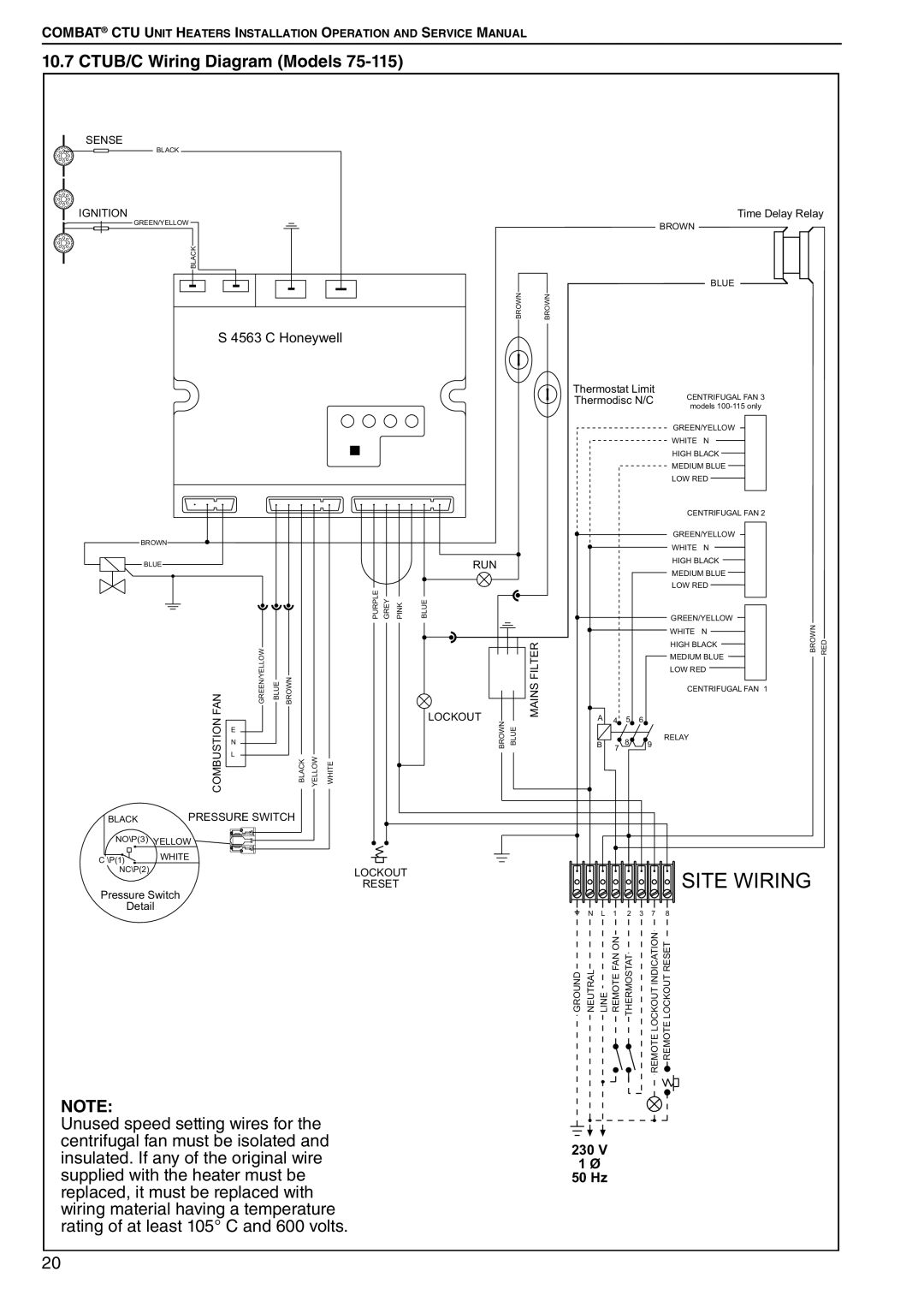 Roberts Gorden CTU 22 TO 115 service manual CTUB/C Wiring Diagram Models, Site Wiring 