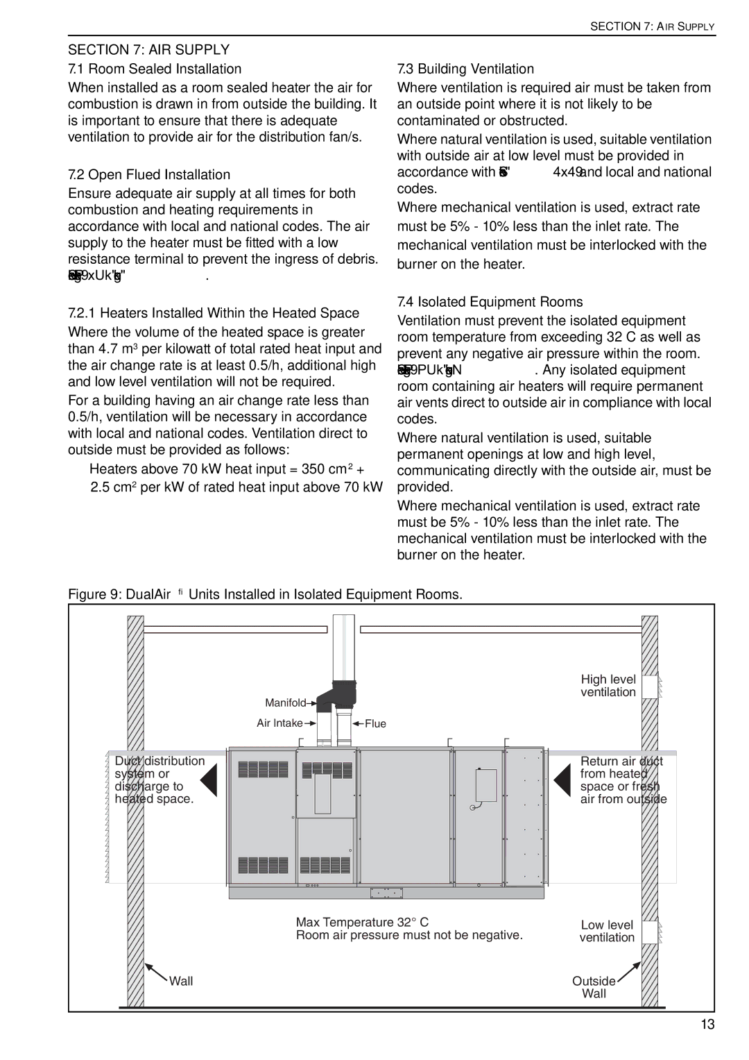 Roberts Gorden DAT115, DAT75 Room Sealed Installation, Open Flued Installation, Heaters Installed Within the Heated Space 