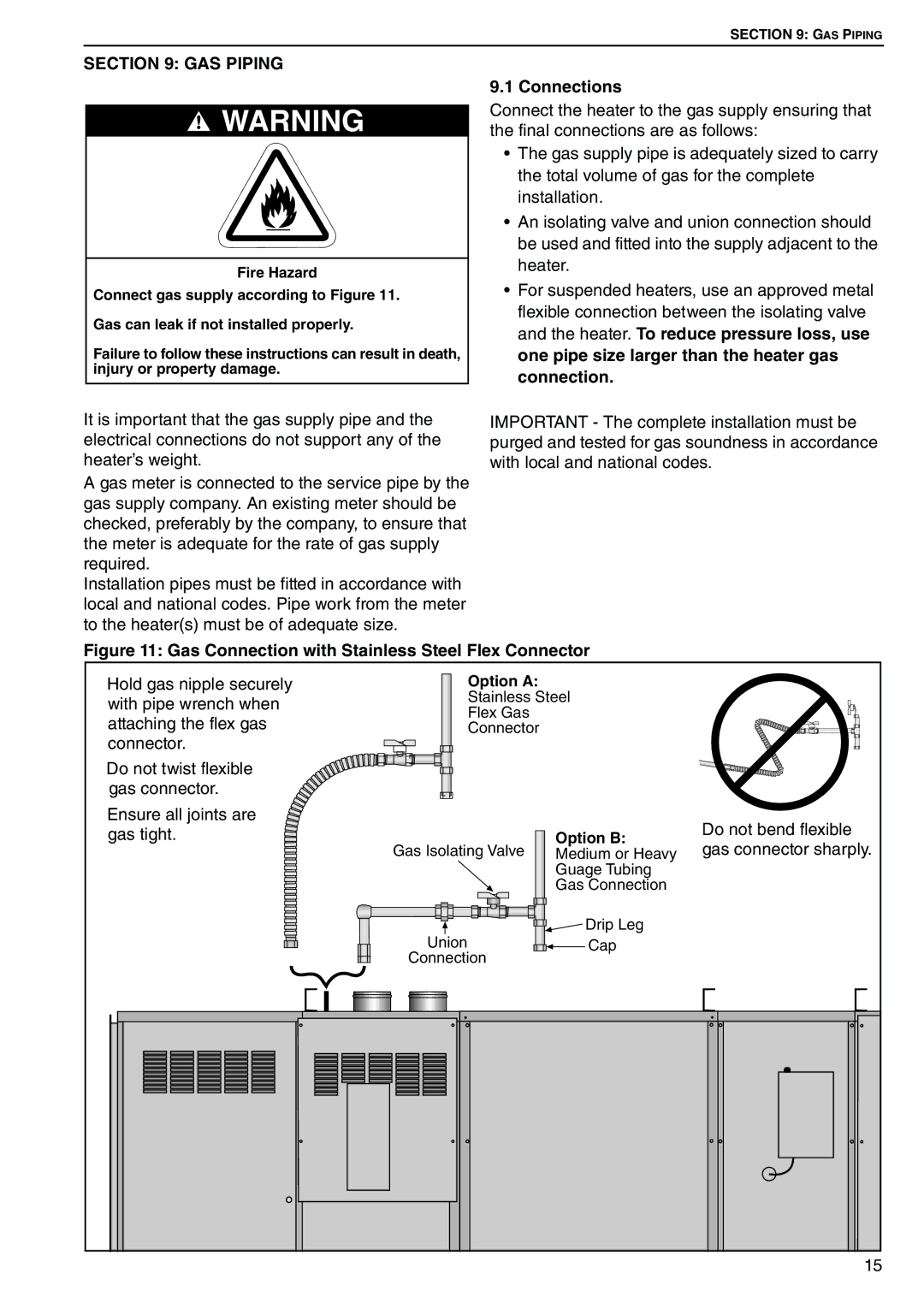 Roberts Gorden DAT90, DAT75, DAT100, DAT115 service manual GAS Piping, Connections 