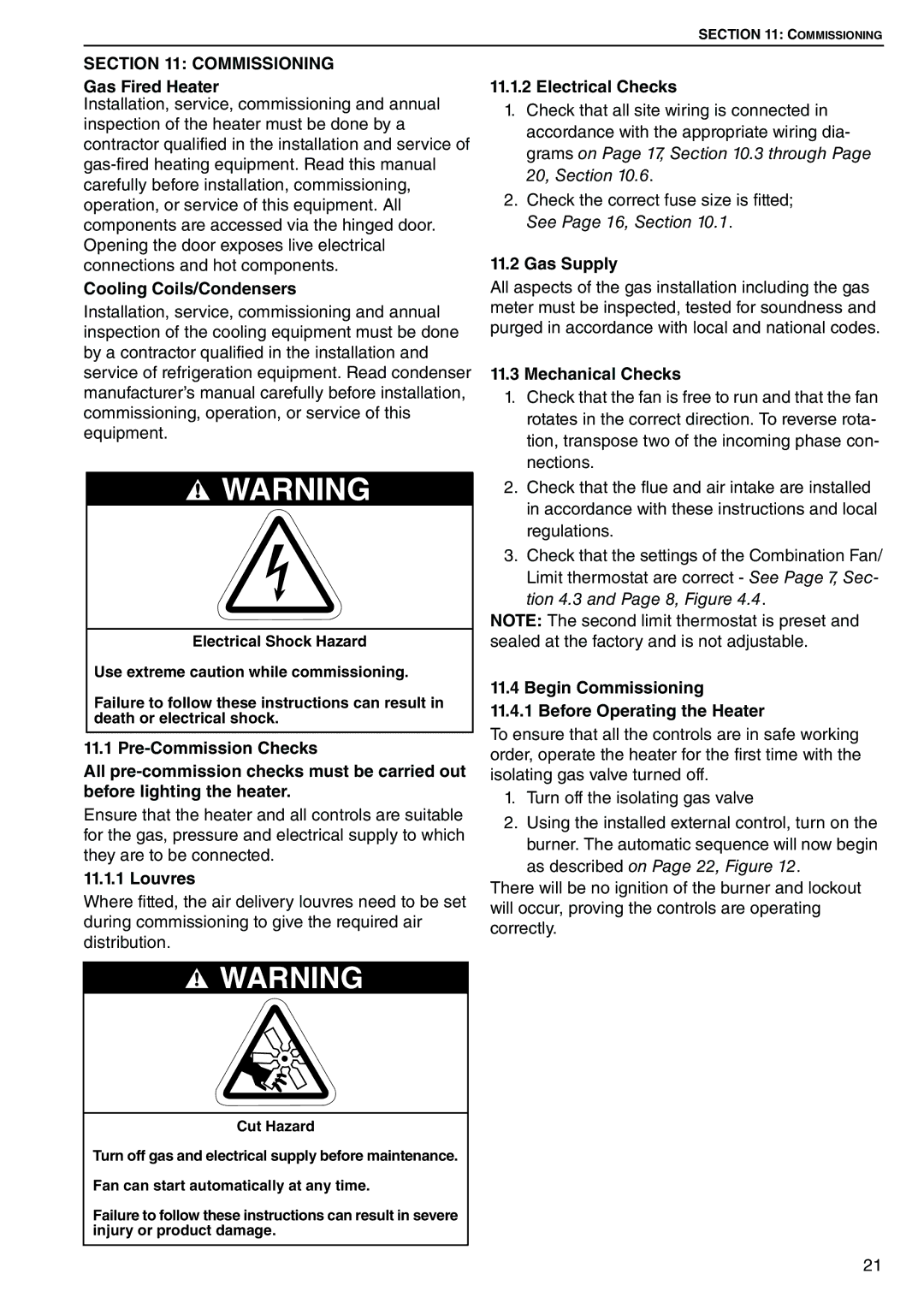 Roberts Gorden DAT115, DAT75, DAT90, DAT100 service manual Commissioning 