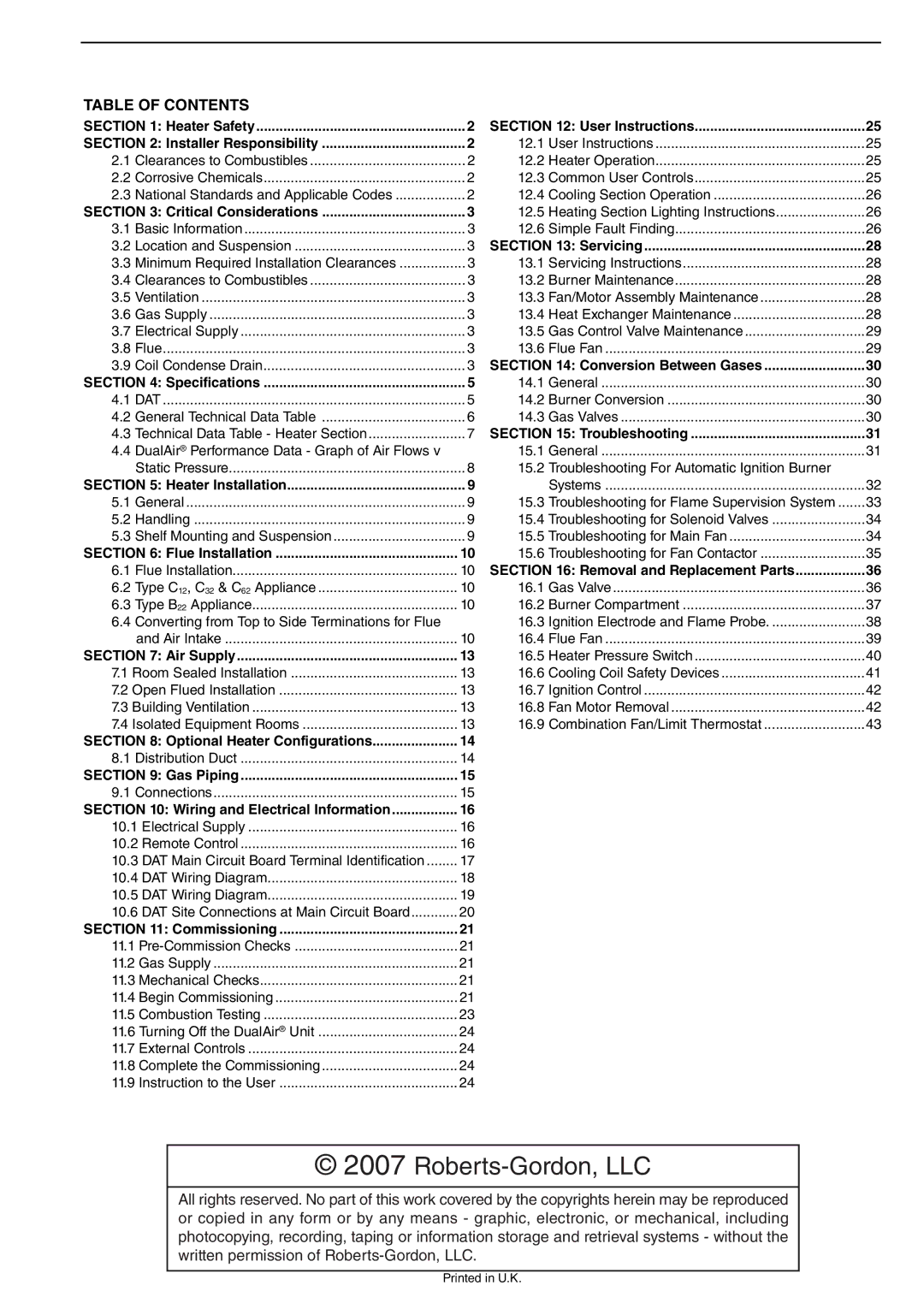 Roberts Gorden DAT115, DAT75, DAT90, DAT100 service manual Roberts-Gordon, LLC 