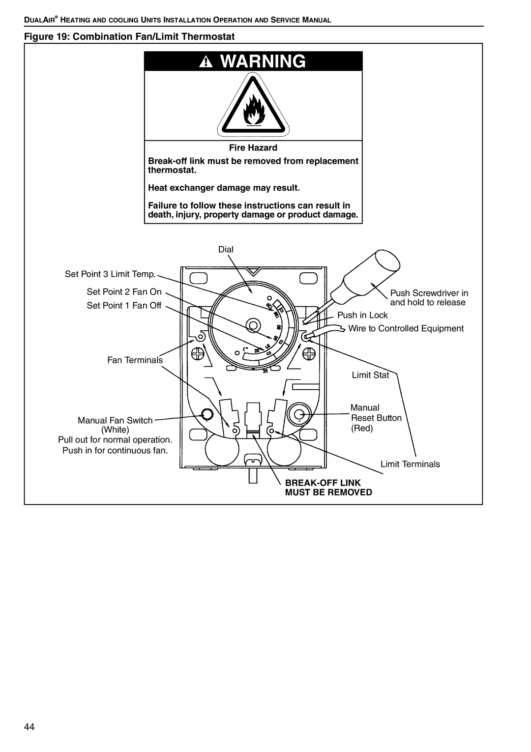 Roberts Gorden DAT100, DAT75, DAT90, DAT115 service manual BREAK-OFF Link Must be Removed 