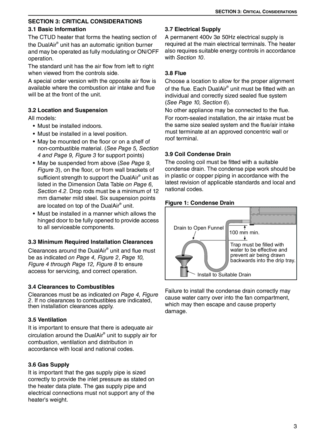 Roberts Gorden DAT90 Critical Considerations 3.1 Basic Information, Location and Suspension All models, Ventilation, Flue 