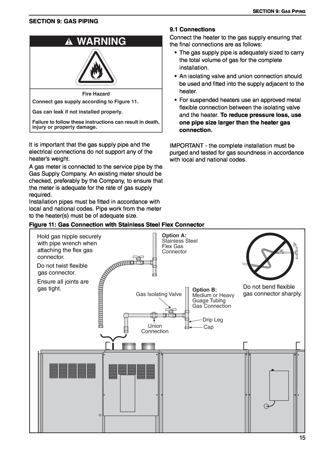 Roberts Gorden DAT90, DAT75, DAT100, DAT115 service manual Gas Piping, Connections 