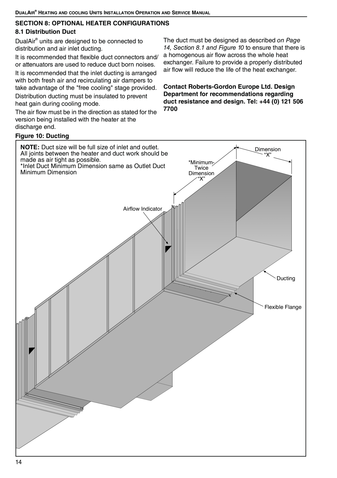 Roberts Gorden DAT75, DAT90 Department for recommendations regarding, duct resistance and design. Tel +44, 7700, Ducting 