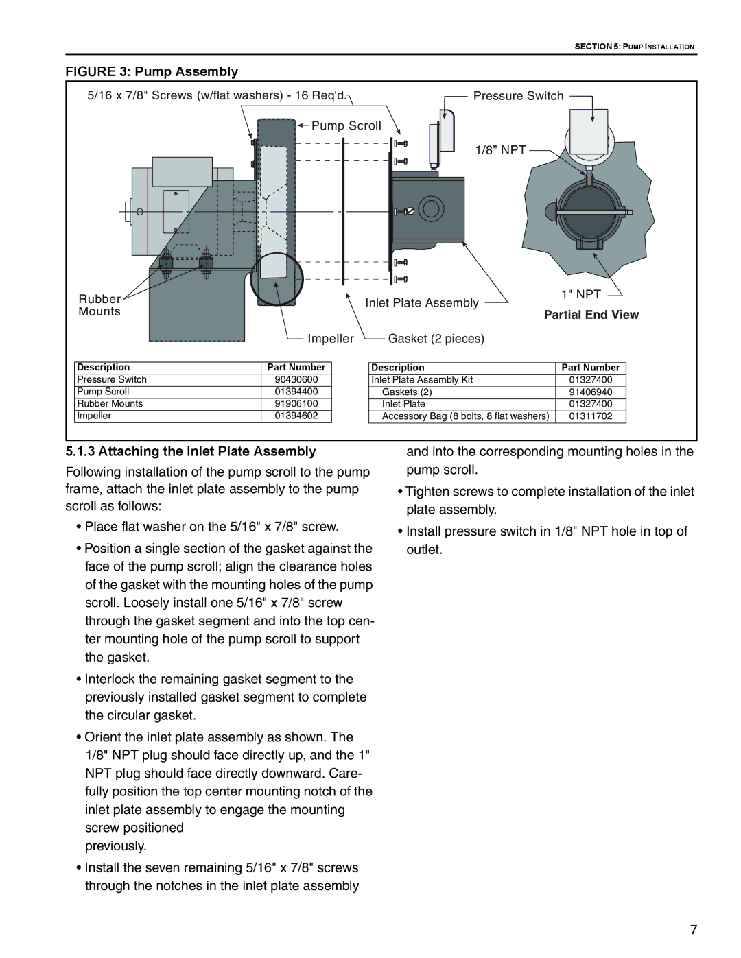 Roberts Gorden EP-203, EP-200 Series service manual Pump Assembly, Attaching the Inlet Plate Assembly 