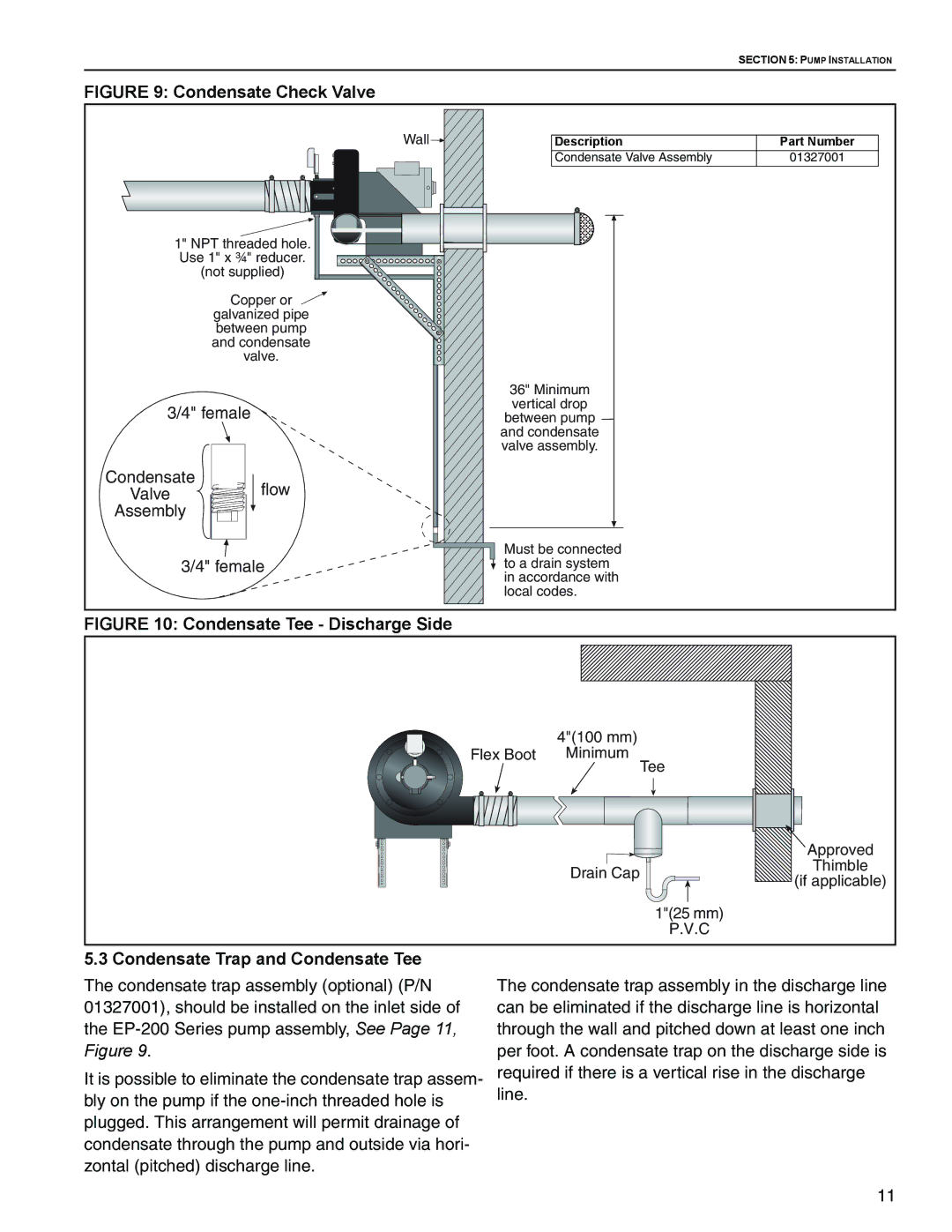 Roberts Gorden EP-203, EP-200 Series service manual Condensate Check Valve, Condensate Trap and Condensate Tee 