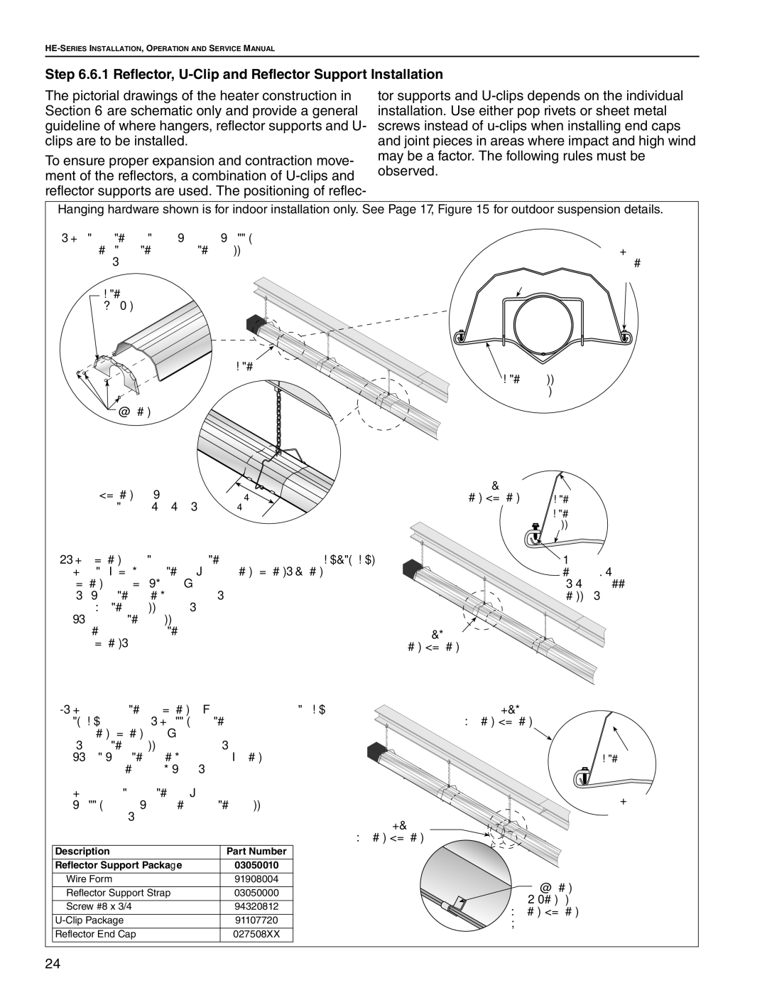 Roberts Gorden HE-175, HE-60, HE-80, HE-40, HE-100, HE-150, HE-125 Reflector, U-Clip and Reflector Support Installation 