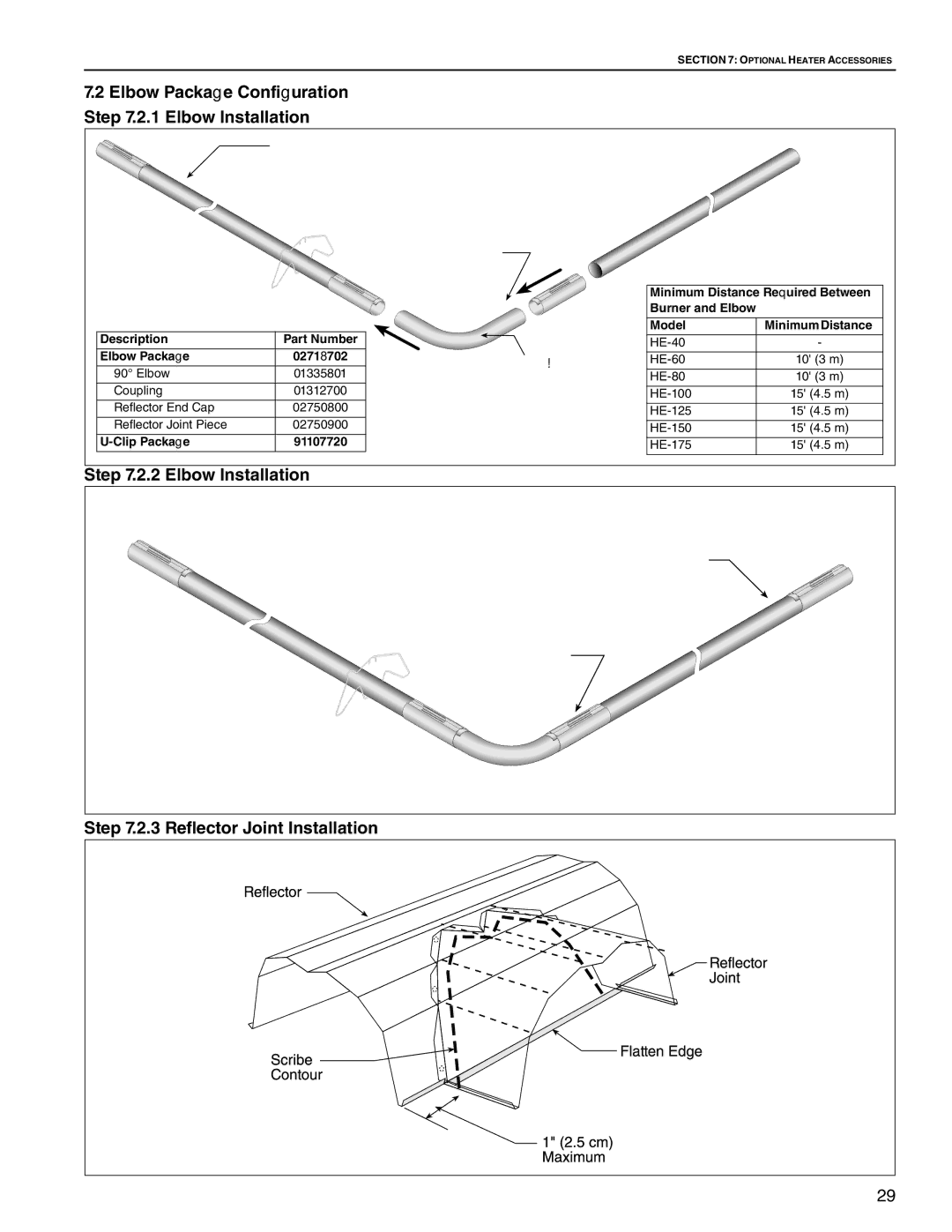 Roberts Gorden HE-60, HE-80, HE-175, HE-40 Elbow Package Configuration .2.1 Elbow Installation, Reflector Joint Installation 